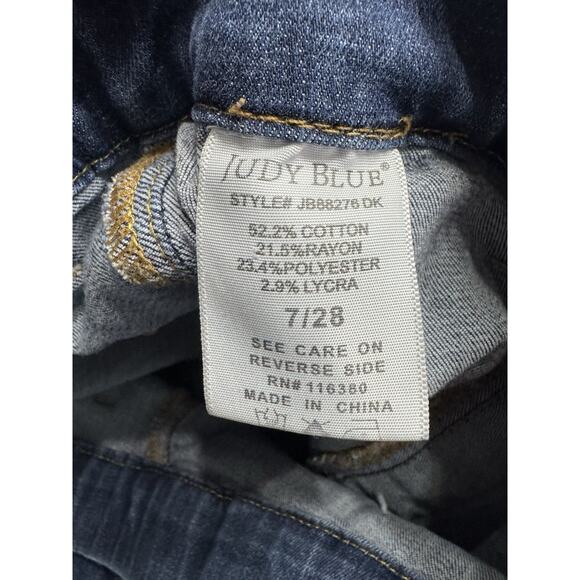 Judy Blue Pull On Flare Jeans Womens 7 28 Denim Medium Wash Raw Hem - Picture 6 of 8